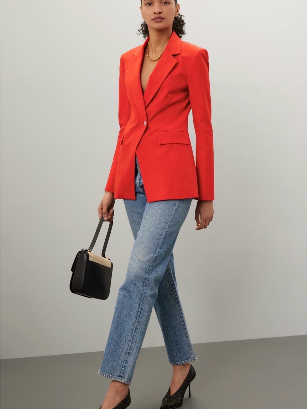 Derek Lam Red Tailored Single-Button Blazer Size 6